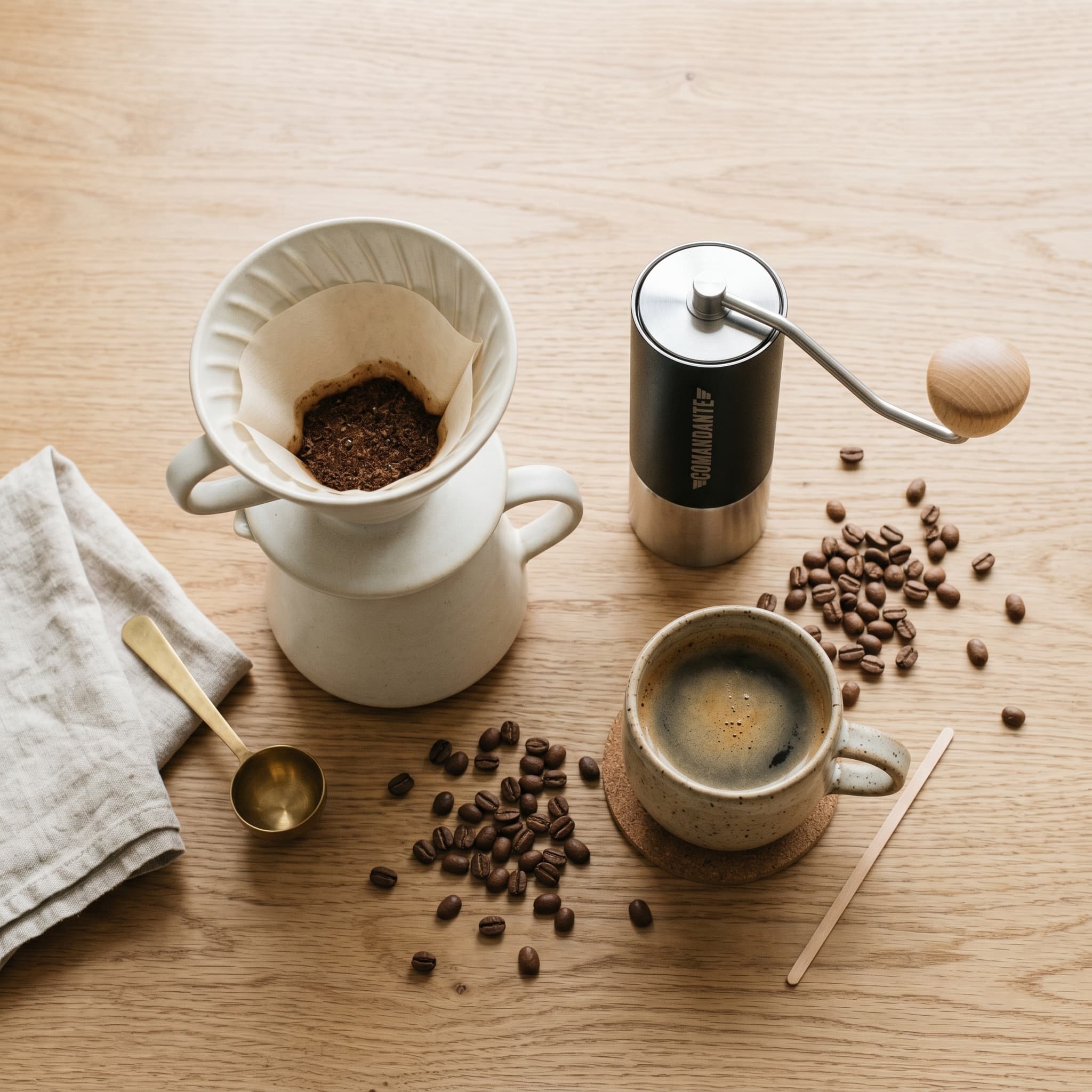 Coffee tools flat-lay generated with Nano Banana 2