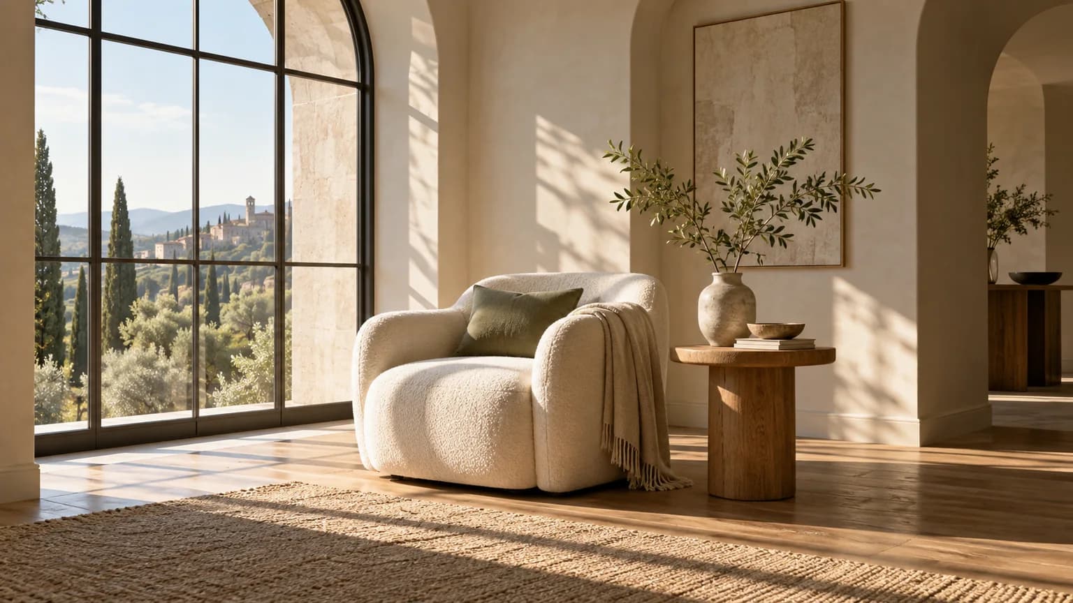 Illustrative sunlit reading corner prompt