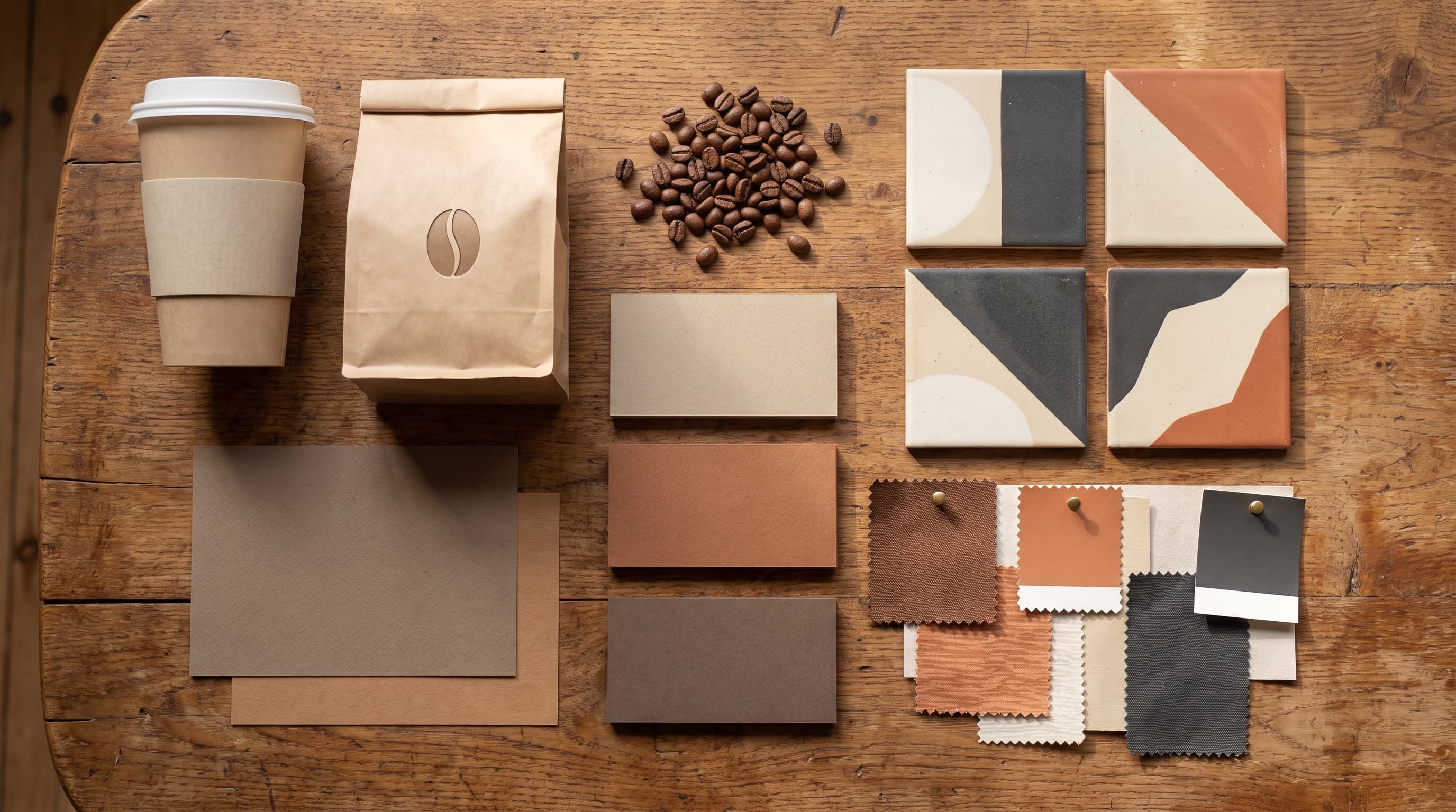 Urban coffee roaster brand mood board example for Nano Banana Pro