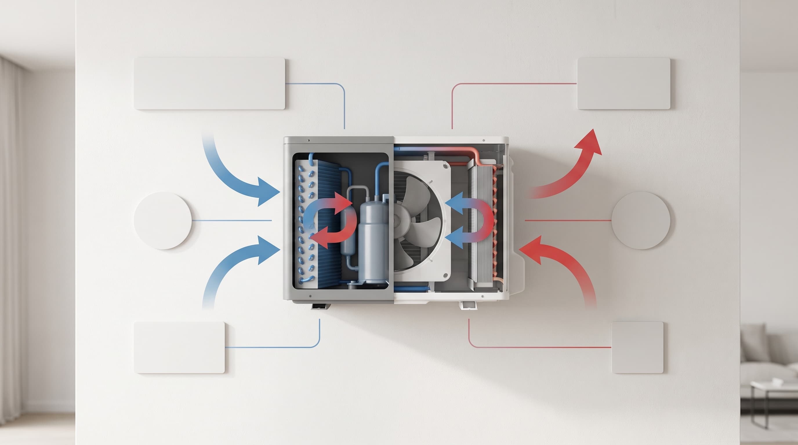 Wordless heat pump visual explainer example for Nano Banana Pro