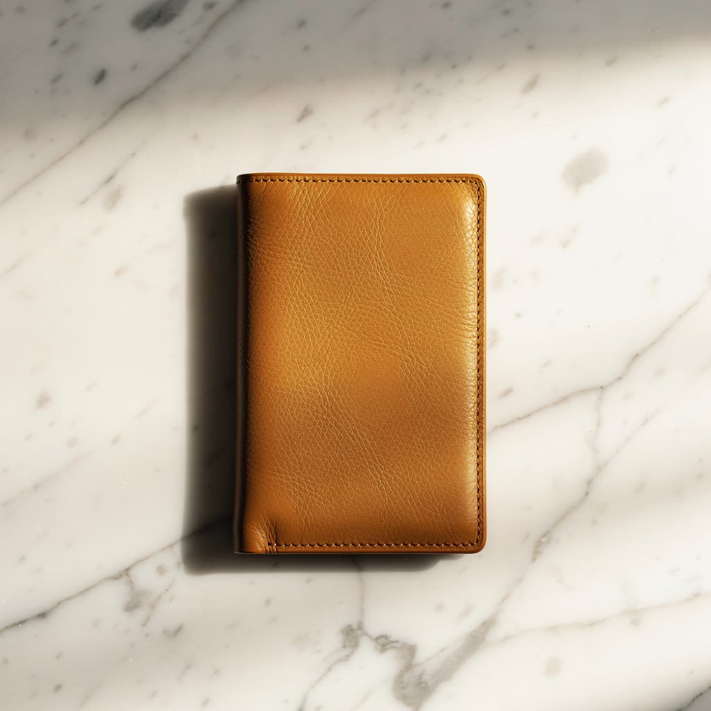 Leather wallet product flat lay generated with FLUX.2 Pro