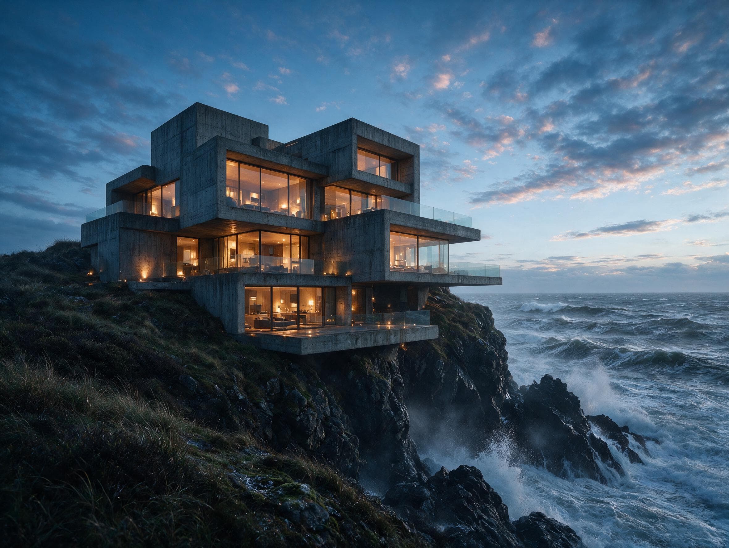 Brutalist cliffside villa image generated with Seedream V5 Pro
